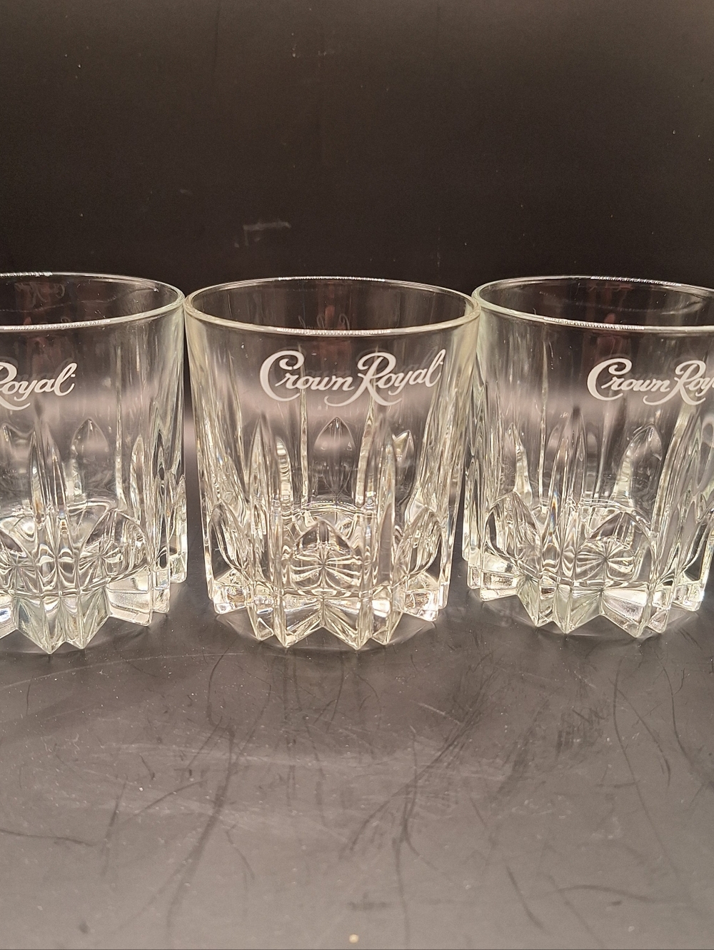 These 3 Crown Royal Lowball Whiskey Glasses are a set